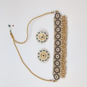 Bollywood Pearl Kundan Choker Necklace  Earrings set